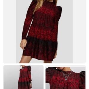 Elegant Red and Black Women's Dress